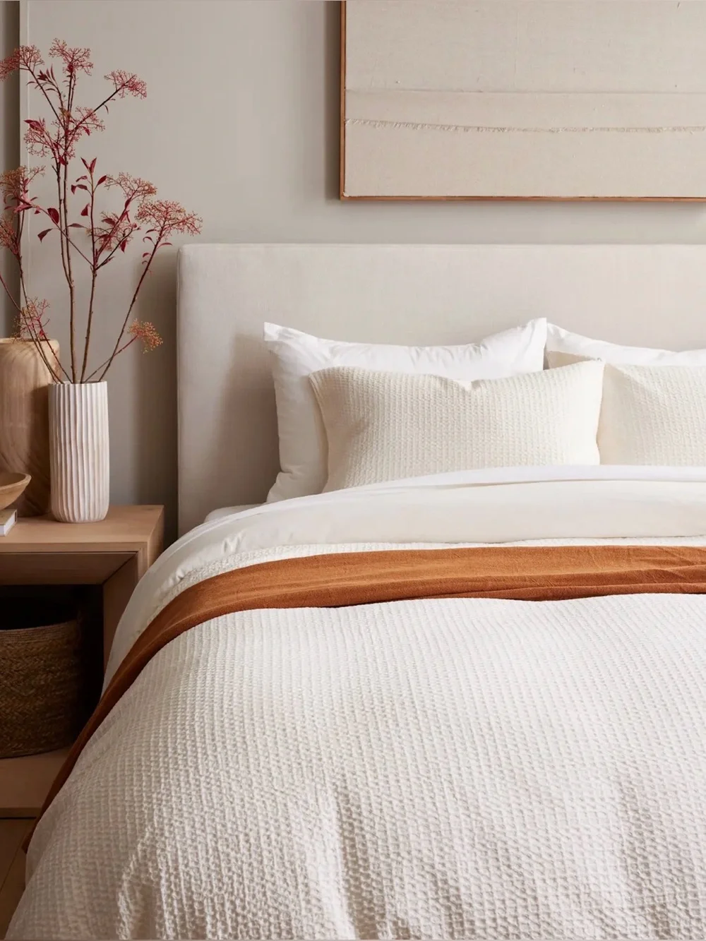 Quince Organic Luxe Honeycomb Duvet Cover Set Full/Queen Undyed